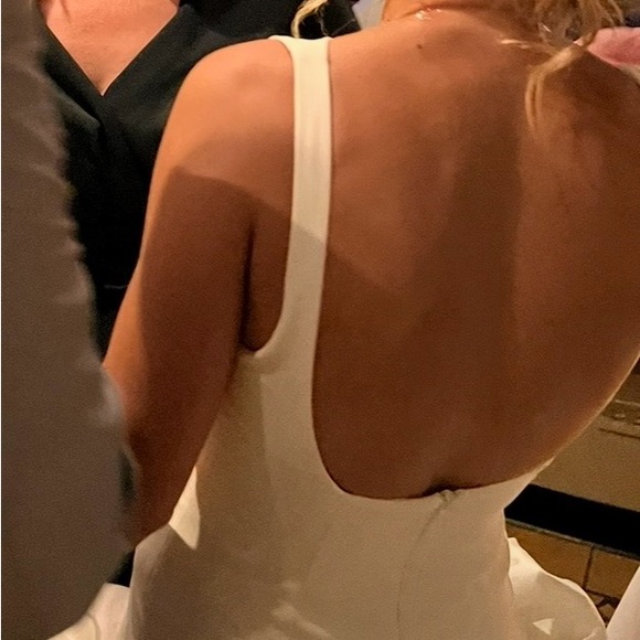 Zara White Mini Dress Jumpsuit with Ruffle Hem - Picture 6 of 6